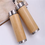 Boccetta sottovuoto in acciaio inossidabile con bottiglia termica in bambù creativo, 450ml  Stainless Steel, 450ml  Purple Clay