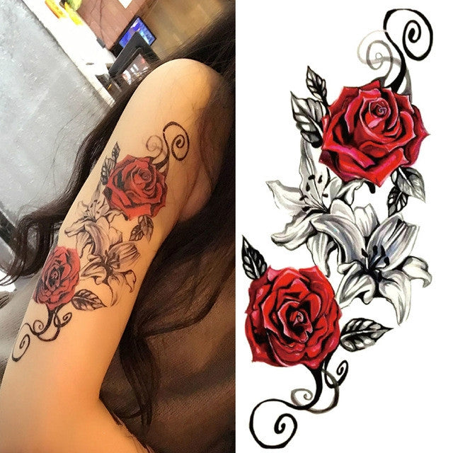 2 adesivi per tatuaggi temporanei impermeabili a braccio completo piccoli