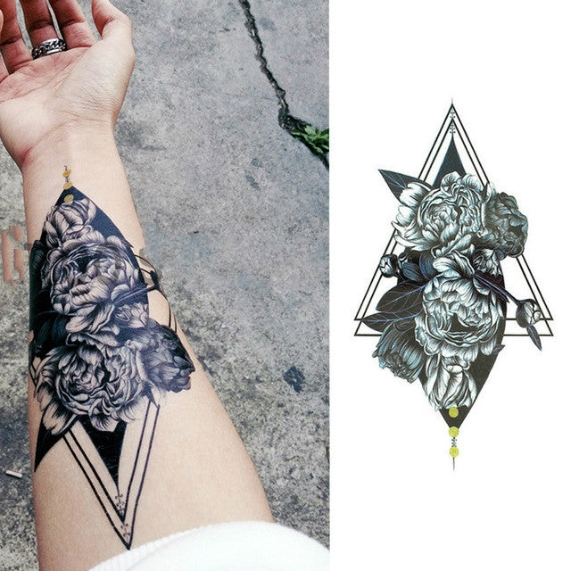 2 adesivi per tatuaggi temporanei impermeabili a braccio completo piccoli