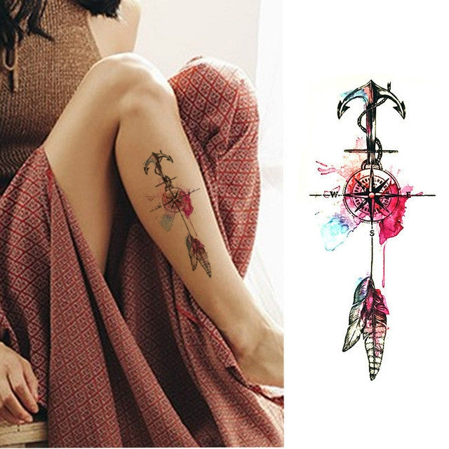 2 adesivi per tatuaggi temporanei impermeabili a braccio completo piccoli
