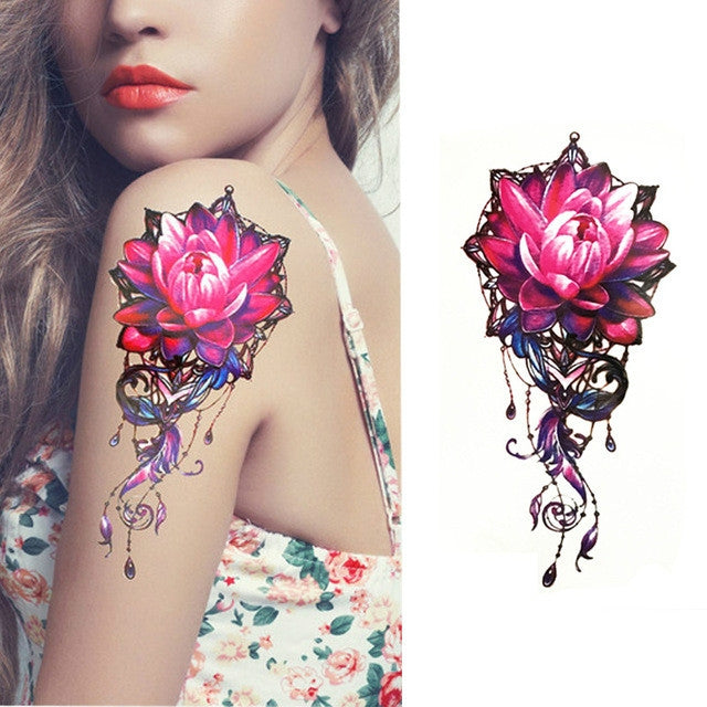 2 adesivi per tatuaggi temporanei impermeabili a braccio completo piccoli