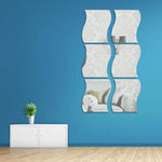 Specchio da parete acrilico fai da te stile onda adesivo in vetro rimovibile specchio per il trucco decorativo per la camera da letto di casa, Wall Mirror Acrylic