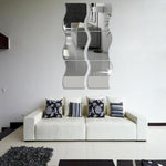 Specchio da parete acrilico fai da te stile onda adesivo in vetro rimovibile specchio per il trucco decorativo per la camera da letto di casa, Wall Mirror Acrylic