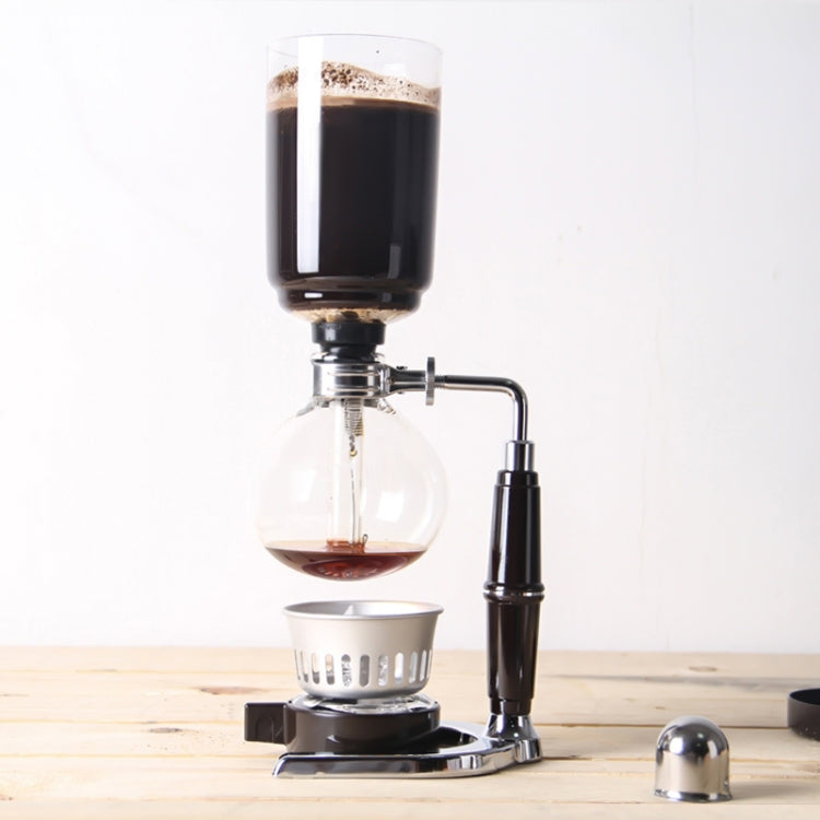 Caffettiera a sifone classica Caffettiera a sifone in vetro con manico nero per 5 persone, dimensioni: 37,5x11,3 cm, Coffee Pot with Handle