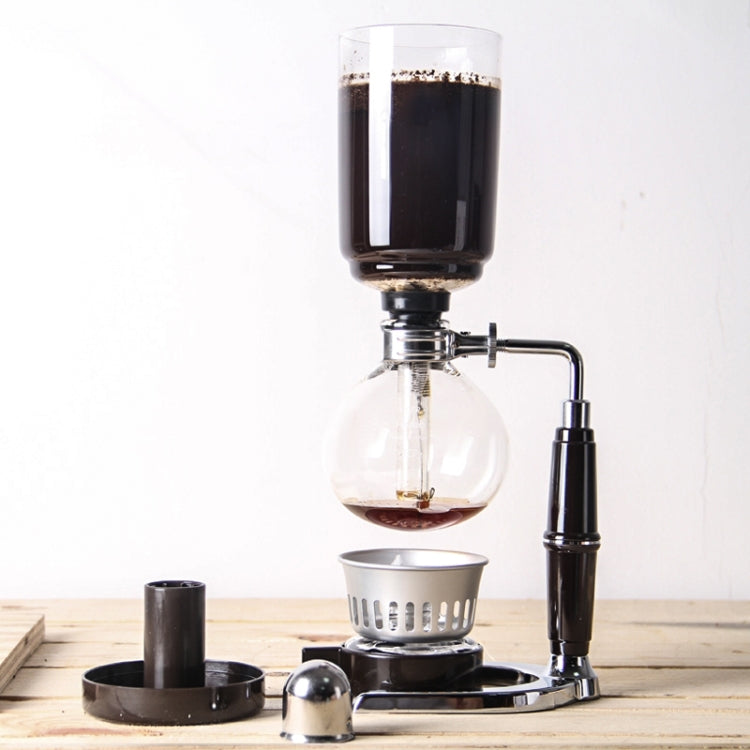 Caffettiera a sifone classica Caffettiera a sifone in vetro con manico nero per 5 persone, dimensioni: 37,5x11,3 cm, Coffee Pot with Handle