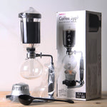 Caffettiera a sifone classica Caffettiera a sifone in vetro con manico nero per 5 persone, dimensioni: 37,5x11,3 cm, Coffee Pot with Handle
