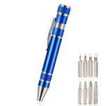 Set di cacciaviti con penna multifunzione in alluminio mini 8 in 1