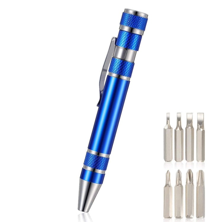 Set di cacciaviti con penna multifunzione in alluminio mini 8 in 1