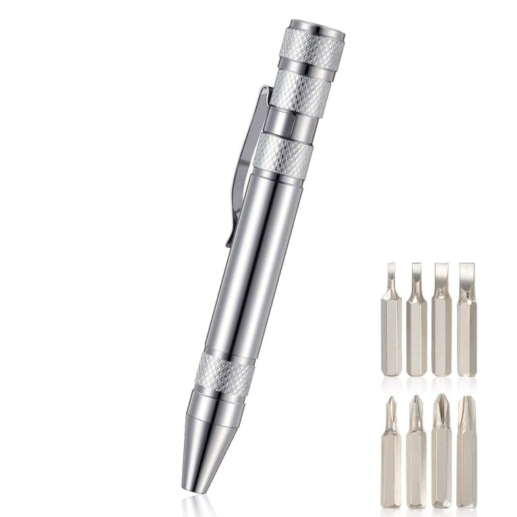 Set di cacciaviti con penna multifunzione in alluminio mini 8 in 1