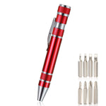 Set di cacciaviti con penna multifunzione in alluminio mini 8 in 1