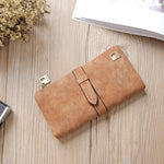 Porta carte di credito per borsa da donna con cerniera in pelle nabuk con coulisse solida