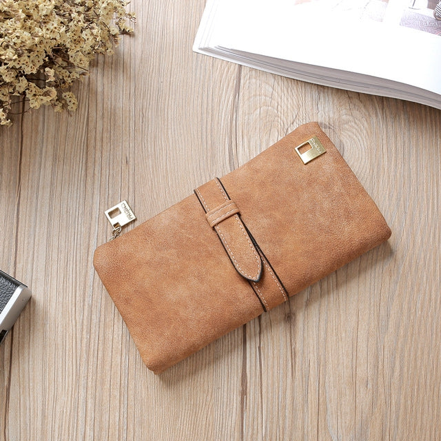 Porta carte di credito per borsa da donna con cerniera in pelle nabuk con coulisse solida