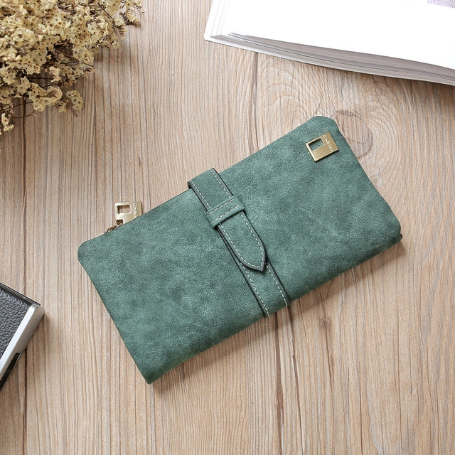 Porta carte di credito per borsa da donna con cerniera in pelle nabuk con coulisse solida