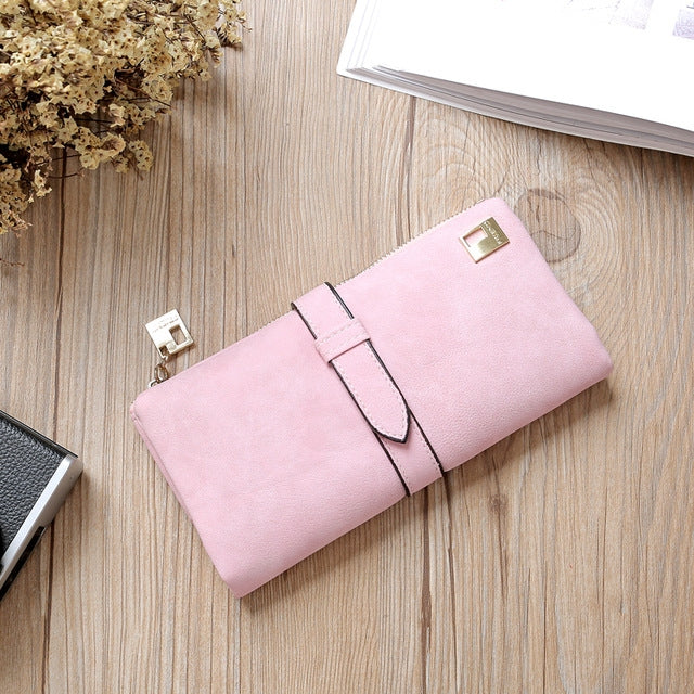 Porta carte di credito per borsa da donna con cerniera in pelle nabuk con coulisse solida