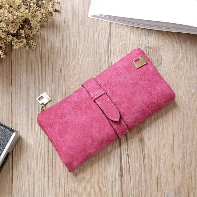 Porta carte di credito per borsa da donna con cerniera in pelle nabuk con coulisse solida