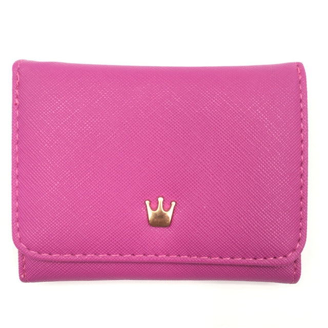 Portafogli corti da donna mini Porta carte portamonete in pelle PU con corona decorata