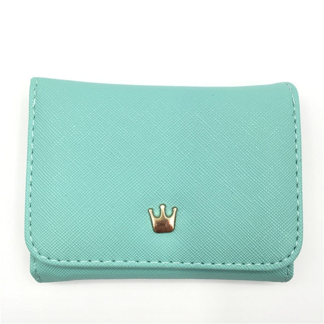 Portafogli corti da donna mini Porta carte portamonete in pelle PU con corona decorata