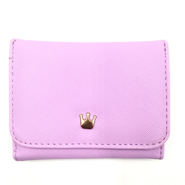 Portafogli corti da donna mini Porta carte portamonete in pelle PU con corona decorata