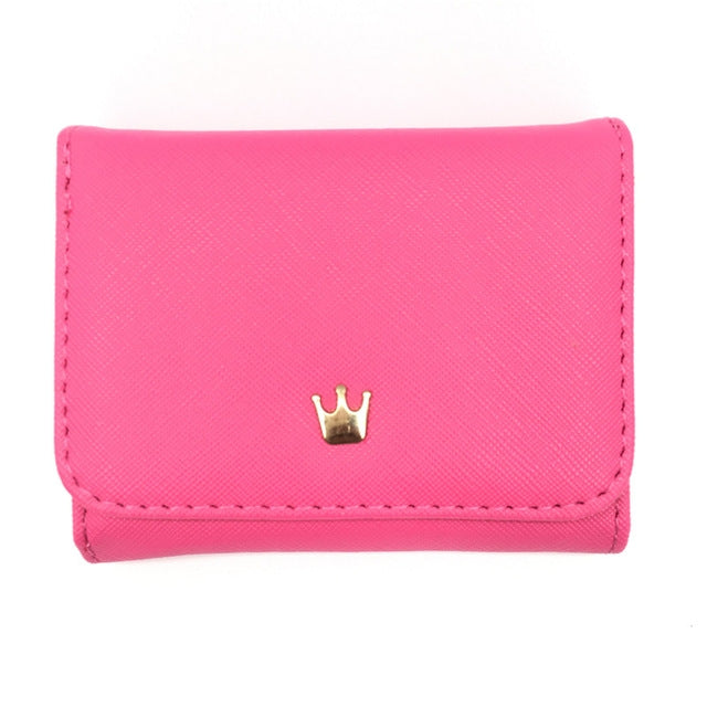 Portafogli corti da donna mini Porta carte portamonete in pelle PU con corona decorata