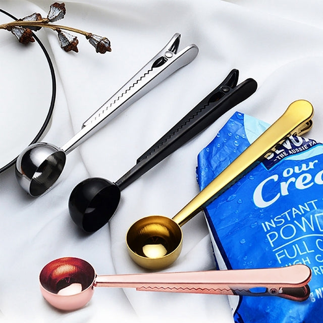 Misurino da caffè da cucina multifunzione da 5 pezzi con misurino da caffè per tè e caffè in acciaio inossidabile con clip, Coffee Scoop(Silver), Coffee Scoop(Gold), Coffee Scoop(Black), Coffee Scoop(Rose Gold)