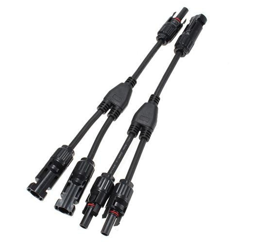 1 paio di connettori adattatori a Y diramazione MC4 M/M/F e F/F/M per cavo pannelli solari