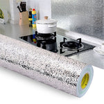 Cucina Stufa a muro Foglio di alluminio Adesivi a prova di olio Anti-fouling Adesivo da parete autoadesivo ritagliabile ad alta temperatura, 40cmx5m, 40cmx5m Croppable Wallpaper, 60cmx5m, 60cmx5m Croppable Wallpaper