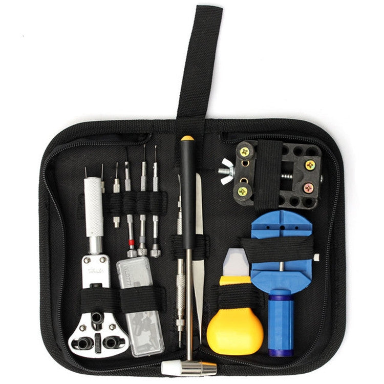 Set attrezzi riparazione orologi 14 in 1 con borsa in tela