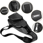 Borsa a tracolla singola da uomo in pelle PU impermeabile per il tempo libero con porta di ricarica USB e foro per le cuffie
