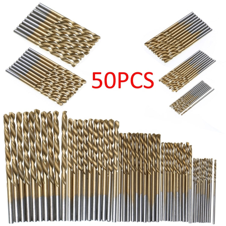 50 pezzi/set punte da trapano rivestite in titanio, set di punte da trapano in acciaio ad alta velocità, utensili per perforazione elettrica, 50 PCS/Set Drill Bits