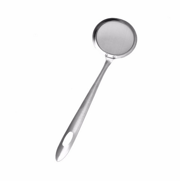 2 pezzi da cucina in acciaio inox, schiumarola, residui vegetali, olio, rete, colino, filtro, dimensioni: 19x7,3x6,2 cm, 19x7.3x6.2cm