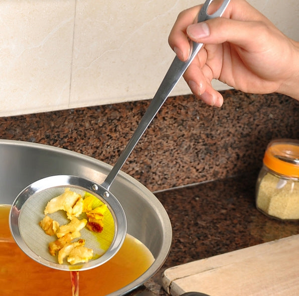 2 pezzi da cucina in acciaio inox, schiumarola, residui vegetali, olio, rete, colino, filtro, dimensioni: 19x7,3x6,2 cm, 19x7.3x6.2cm