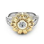 Anelli di cristallo di girasole carino femminile di moda per le donne, 10, 11, 12, 5, 6, 7, 8, 9