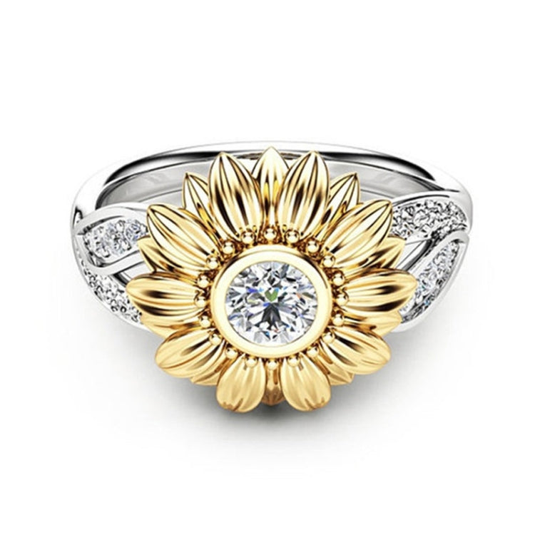Anelli di cristallo di girasole carino femminile di moda per le donne, 10, 11, 12, 5, 6, 7, 8, 9