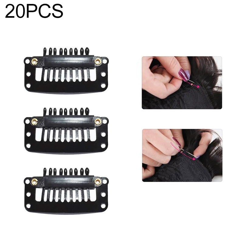 20 clip per extension per capelli a 9 denti da 32 mm, clip in metallo a scatto con retro in silicone