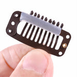 20 clip per extension per capelli a 9 denti da 32 mm, clip in metallo a scatto con retro in silicone