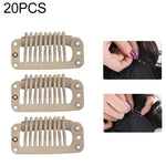 20 clip per extension per capelli a 9 denti da 32 mm, clip in metallo a scatto con retro in silicone