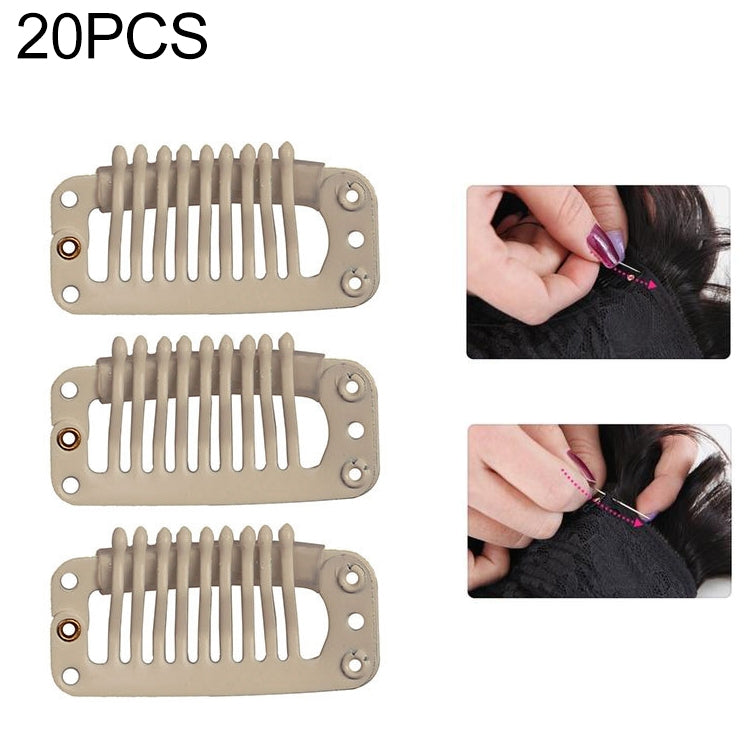 20 clip per extension per capelli a 9 denti da 32 mm, clip in metallo a scatto con retro in silicone