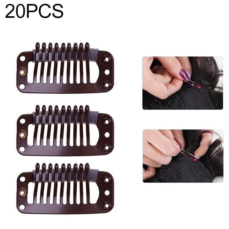 20 clip per extension per capelli a 9 denti da 32 mm, clip in metallo a scatto con retro in silicone