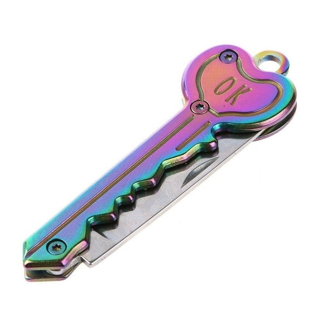 Mini portachiavi coltello tattico da campeggio portachiavi esterno portachiavi pieghevole autodifesa sicurezza multi strumento