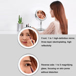 Specchio ingranditore sollevabile con specchio per trucco luminoso a LED rotondo bifacciale da tavolo, Plane + 3 Times Magnification(8-inch Rechargeable), Plane + 5 Times Magnification(8-inch Rechargeable)                                               ...