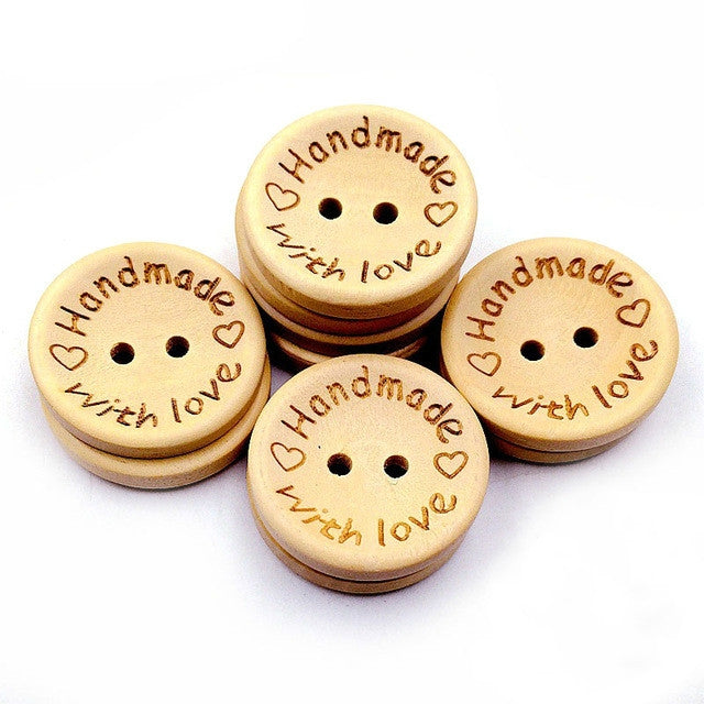 Set 100 bottoni in legno naturale con lettere d'amore