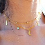 Collana corta semplice con stella doppia luna da 5 pezzi