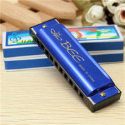 Armonica a tono C bicolore BEE a 10 fori, Silver, Blue, Black, Red