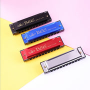Armonica a tono C bicolore BEE a 10 fori, Silver, Blue, Black, Red