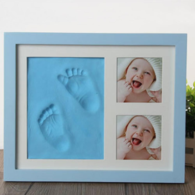 Stampo per impronte di mani di bambini Cornice per foto in legno massiccio con set di fango per impronte digitali