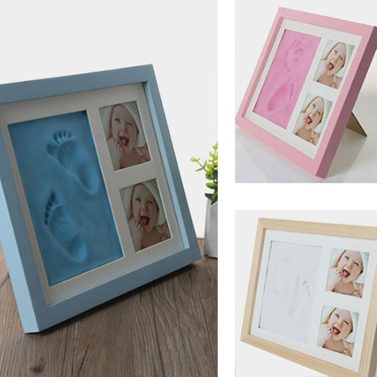 Stampo per impronte di mani di bambini Cornice per foto in legno massiccio con set di fango per impronte digitali