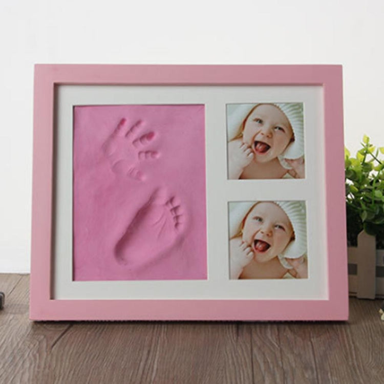 Stampo per impronte di mani di bambini Cornice per foto in legno massiccio con set di fango per impronte digitali