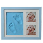 Stampo per impronte di mani di bambini Cornice per foto in legno massiccio con set di fango per impronte digitali