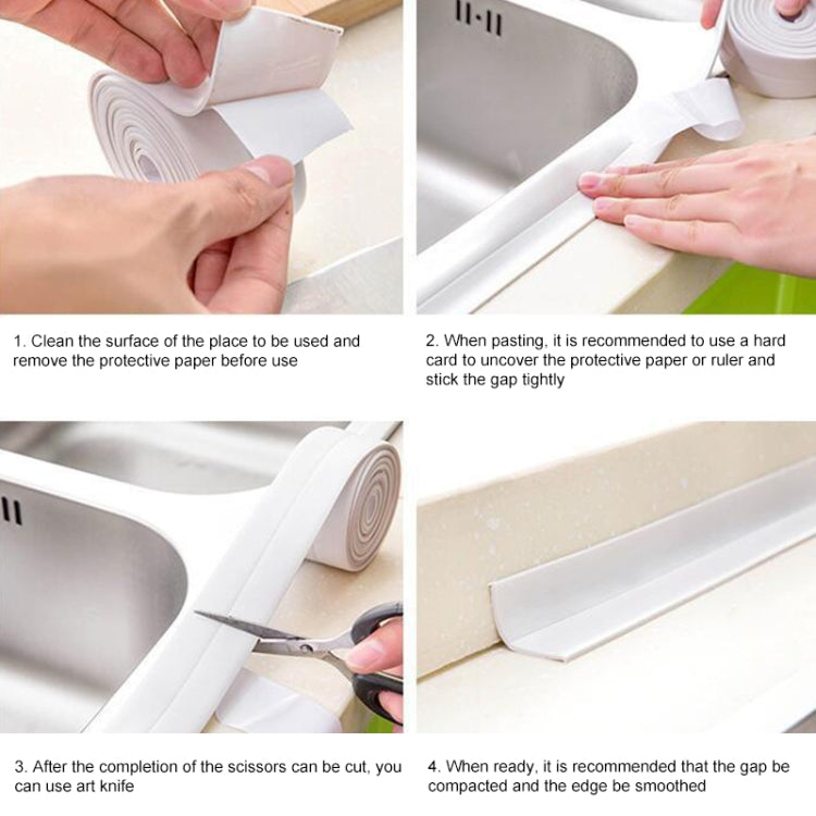 Nastro sigillante per pareti del bagno della cucina, materiale resistente in PVC, impermeabile, antimuffa, 3.8cm x 3.2m, 2.2cm x 3.2m