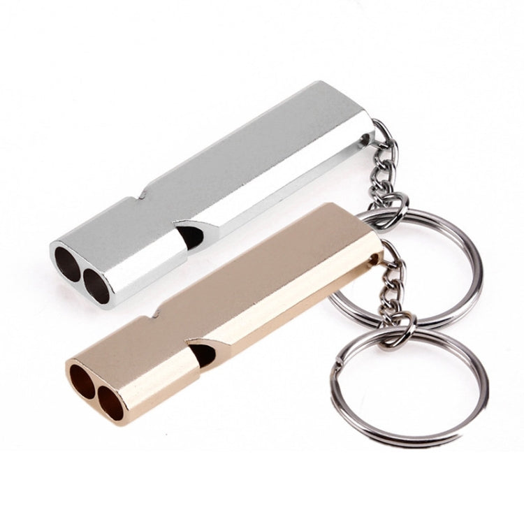 Mini portatile 120 db doppio tubo alta decibel campeggio esterno escursionismo sopravvivenza fischio portachiavi fischio di emergenza a doppia frequenza, 3 PCS Silver, 3 PCS Gold